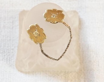 Antique collar stud chain/Gold plated shirt studs/Gold tone collar studs/Collar link/Antique costume accessory/Wedding attire accessory