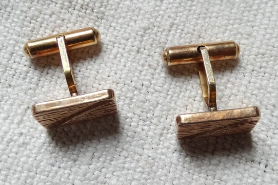 Cuff links, Charles Murat/Vintage rectangular bul… - image 7