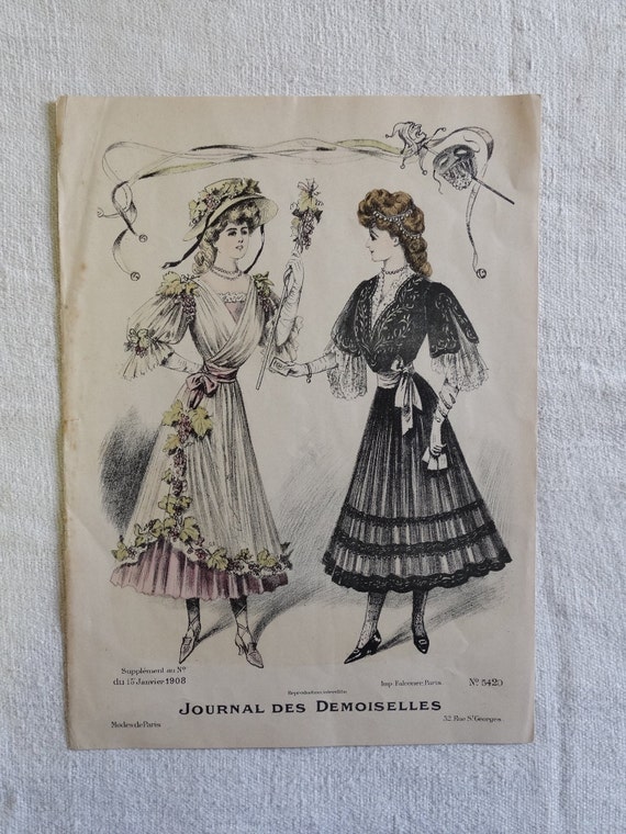 Antique Fashion Plate/journal Des Desmoiselles/1900s Fashion Print