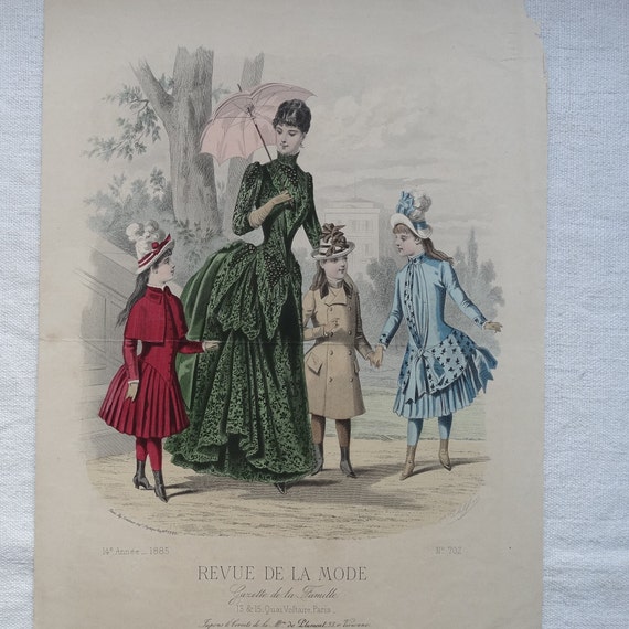 アンティークファッションプレート/La Revue de la Mode/1885年の