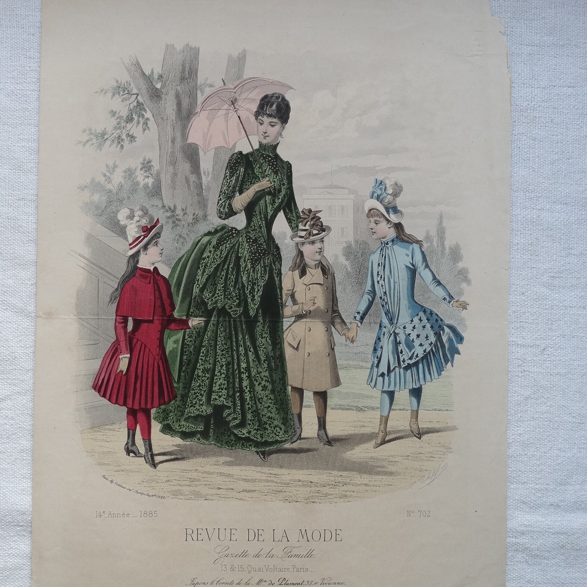 アンティークファッションプレート/La Revue de la Mode/1885年の