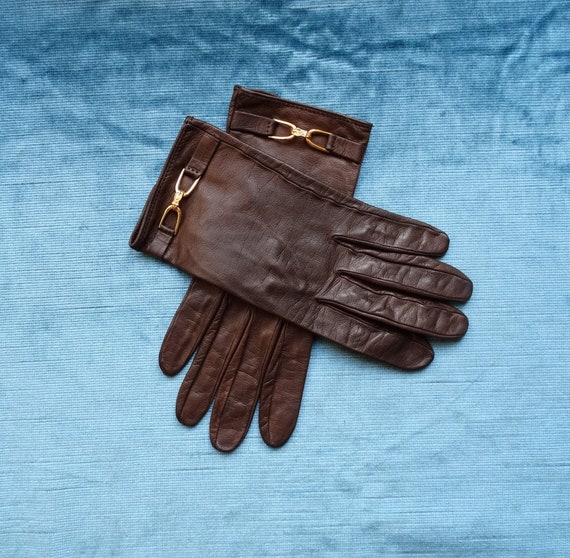 Ladies leather gloves brown deals