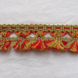5 Meter Posamentenborte/Borte/Vorhangverzierung/Lampenschirmborte/Bordüre Borte/Orange & Grüner Posamenten Borte/Vintage Kordel