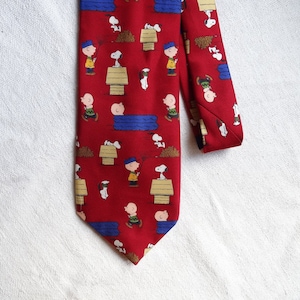 Peanuts tie/Snoopy & Charlie Brown neck tie/Vintage cartoon tie/Marks and Spencer tie/Schulz cartoon character tie/Cravat Snoopy/Wedding tie