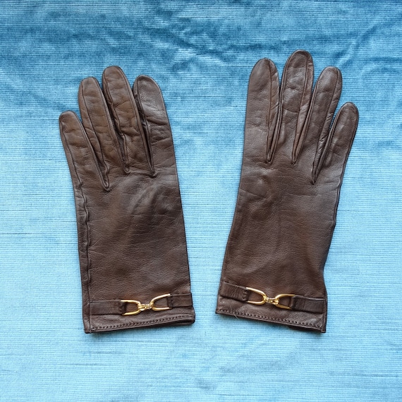 エルメスレディースレザーグローブ/スーパーソフトブラウンレザー