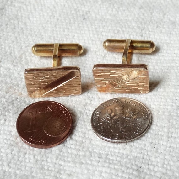 Cuff links, Charles Murat/Vintage rectangular bul… - image 2