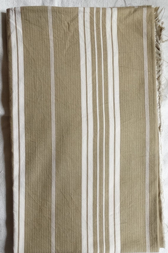 Vintage French Mattress Ticking/brown & Cream Stripe Heavy Etsy UK