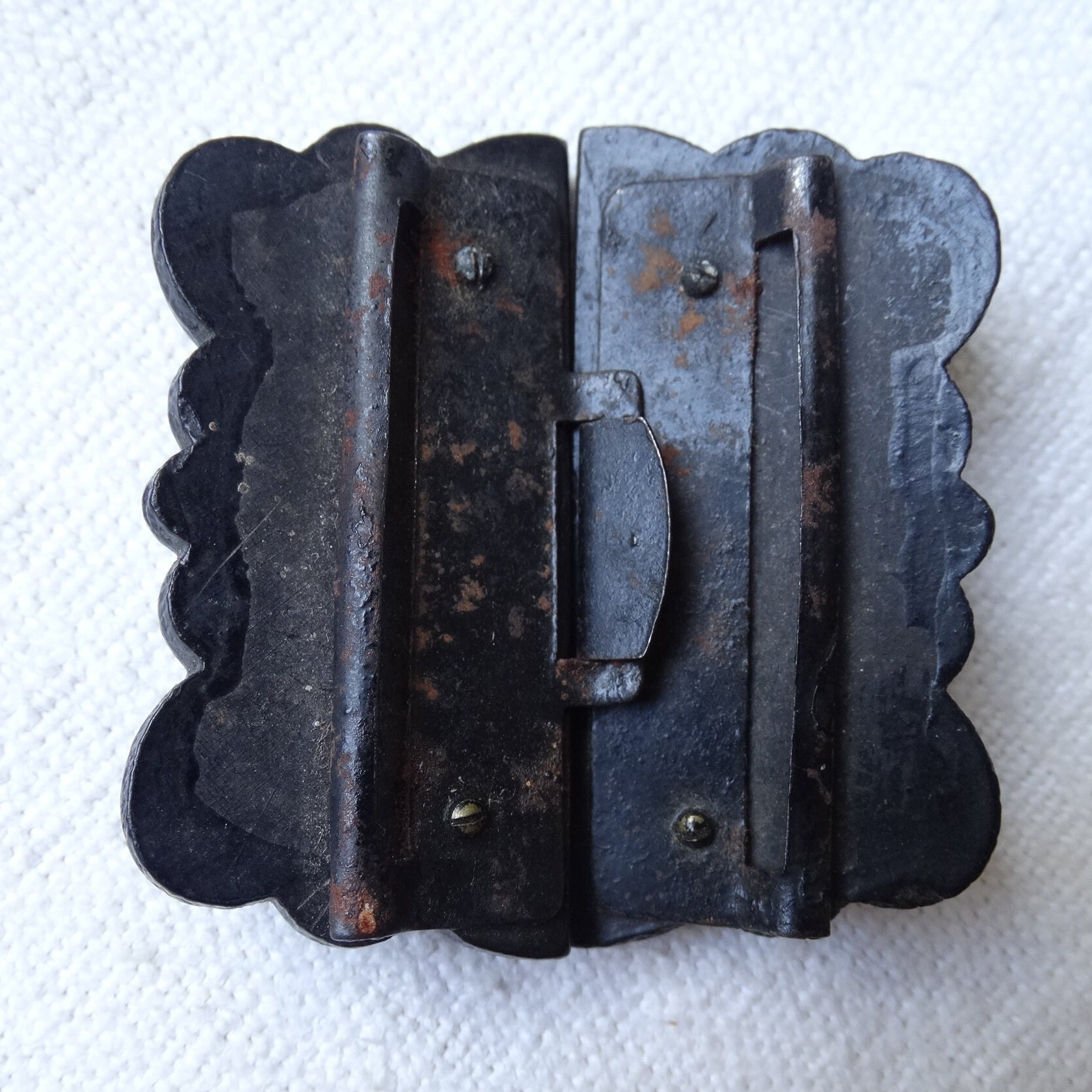 Antique Gutta Percha Buckle/victorian Mourning Buckle/two  display picture 2