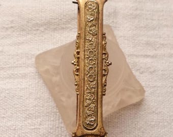 Victorian Brass Sash Clip, Antique Costume Buckle