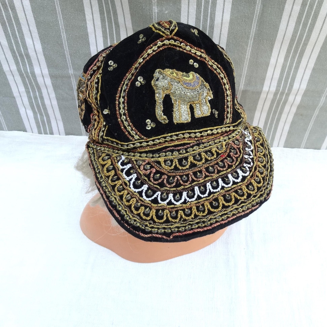 Boys Peaked Cap Vintage Embroidered Cap/ Elephant Design Cap  display picture 1