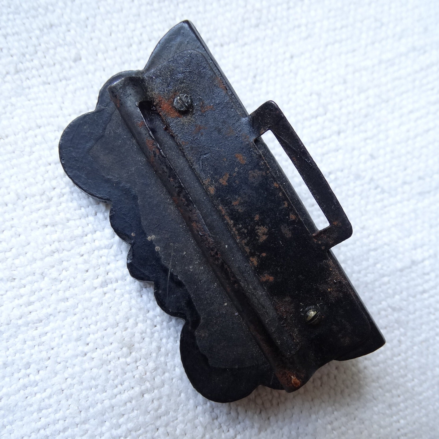 Antique Gutta Percha Buckle/victorian Mourning Buckle/two  display picture 1