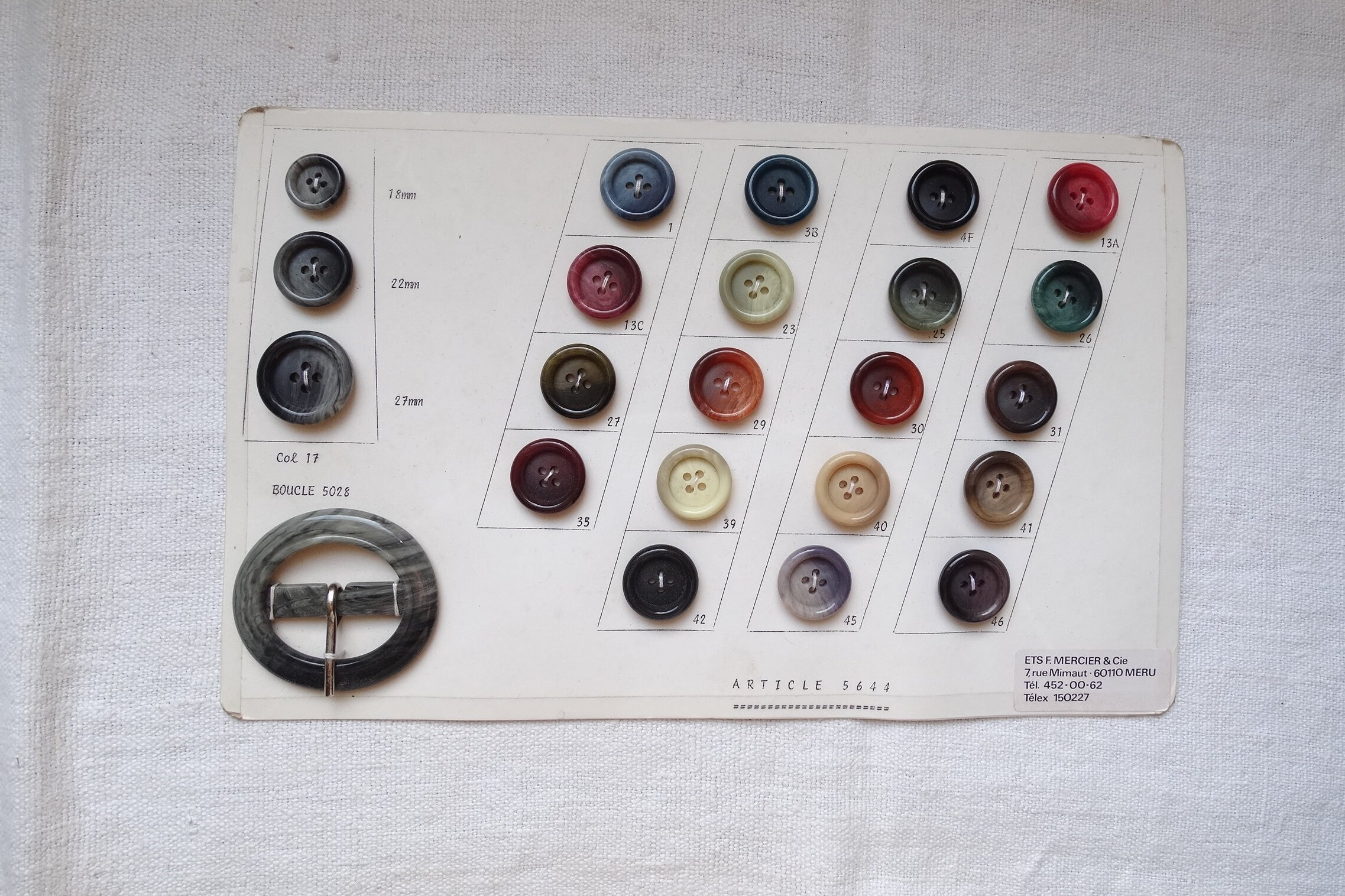 Vintage Card Sample Buttons & Buckle/salesman's Sample/haberdashery ...