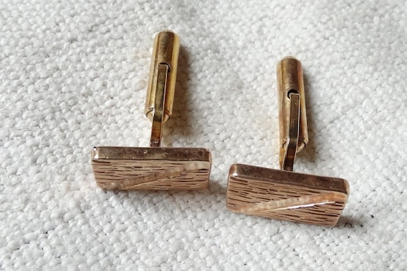 Cuff links, Charles Murat/Vintage rectangular bul… - image 6