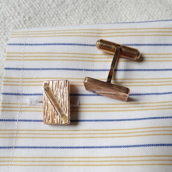 Cuff links, Charles Murat/Vintage rectangular bul… - image 1