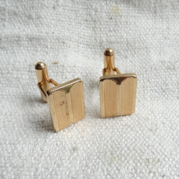 Vintage DIAL cufflinks/Rolled gold cuff links/Linen fold design/Boutons de manchette/Wedding accessory/Shirt fasteners/Toggle back cufflinks