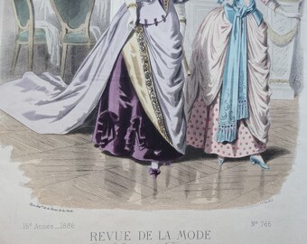 1886 Fashion Plate/la Revue De La Mode/antique Fashion Print