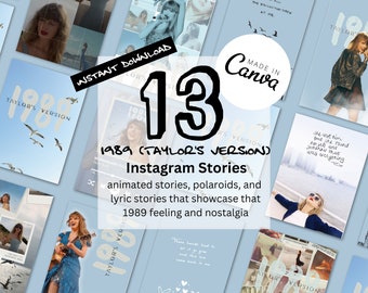 13 1989 Taylor's Version Instagram Story Templates | Customizable Instagram Stories | 1989 Era Inspired Instagram Templates