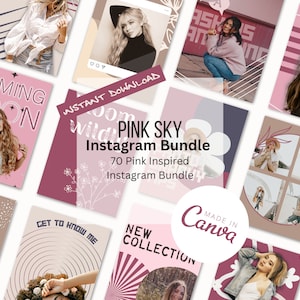 Pink Colorful Instagram Bundle | 70 Instagram Template Bundle | Instant Download | Instagram Templates made in Canva | IG Template Downloads