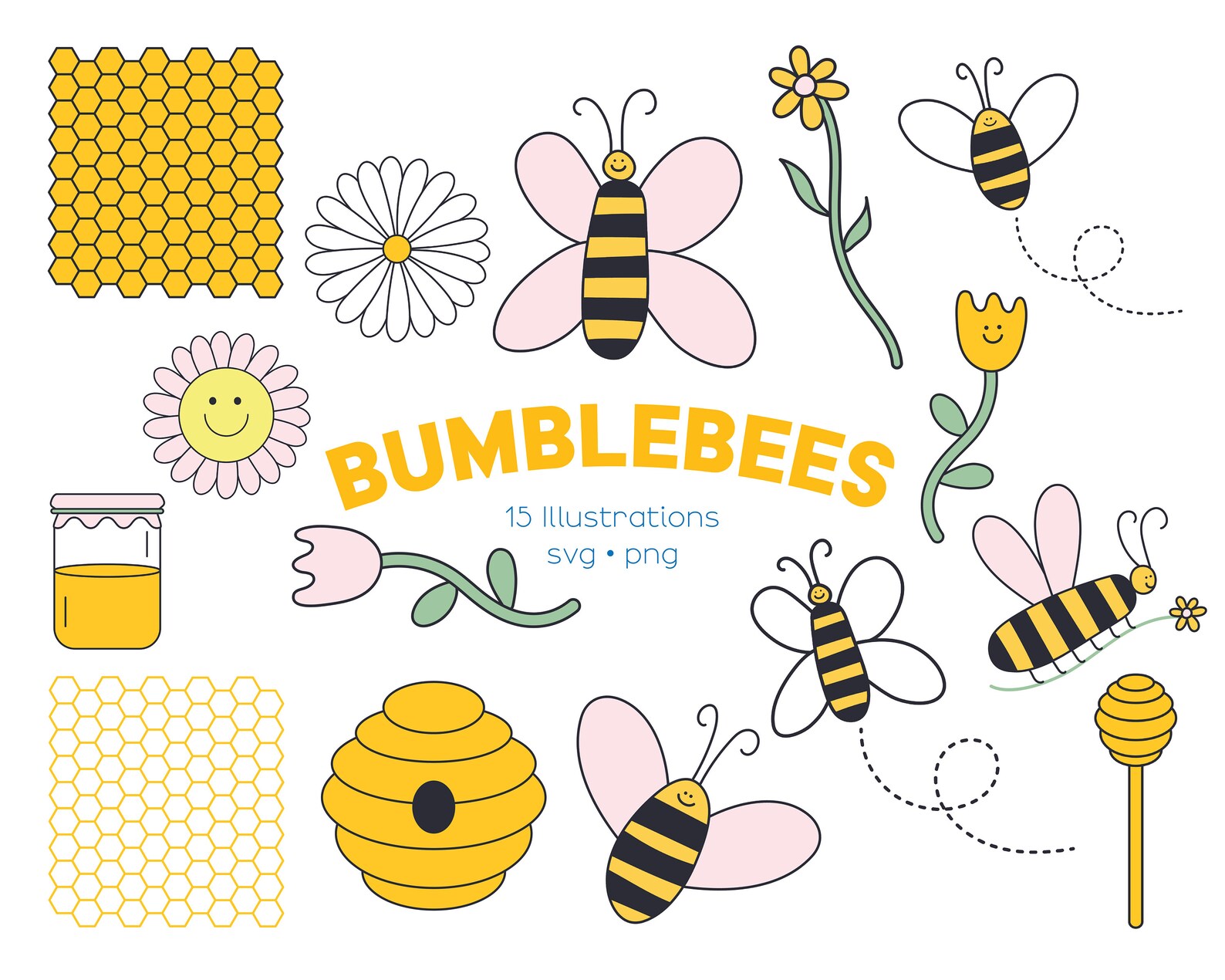 Download Bee Clipart Bundle SVG & PNG Instant Download | Etsy