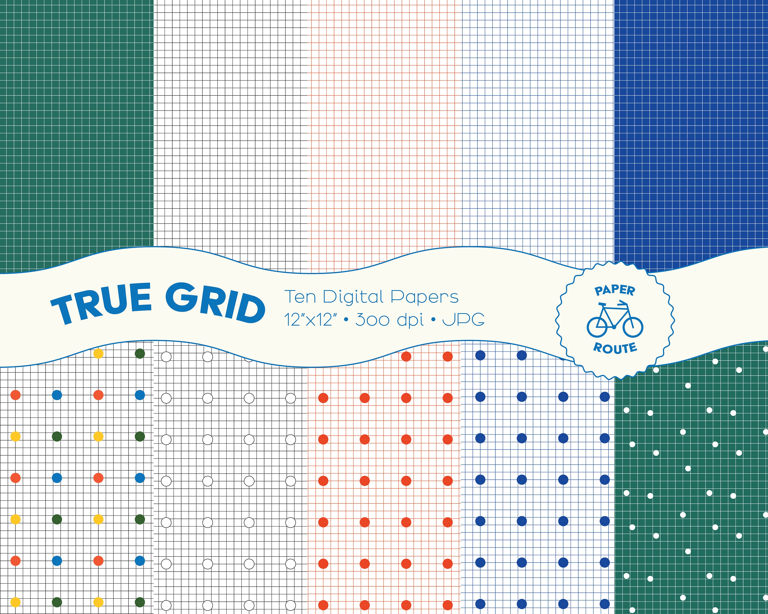 Grid Digital Paper Pack Digital Scrapbooking Grid Paper Etsy