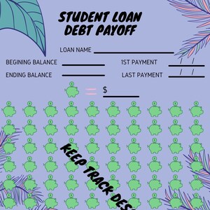 Student Loan Debt Payoff Repayment Tracker PDF Worksheets - Leaves