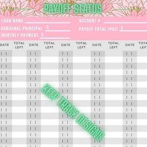 Student Loan Debt Payoff Repayment Tracker PDF Worksheet - Flower
