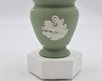 Vintage 1973 Wedgwood Sage Green Jasperware Vase Neo Classical