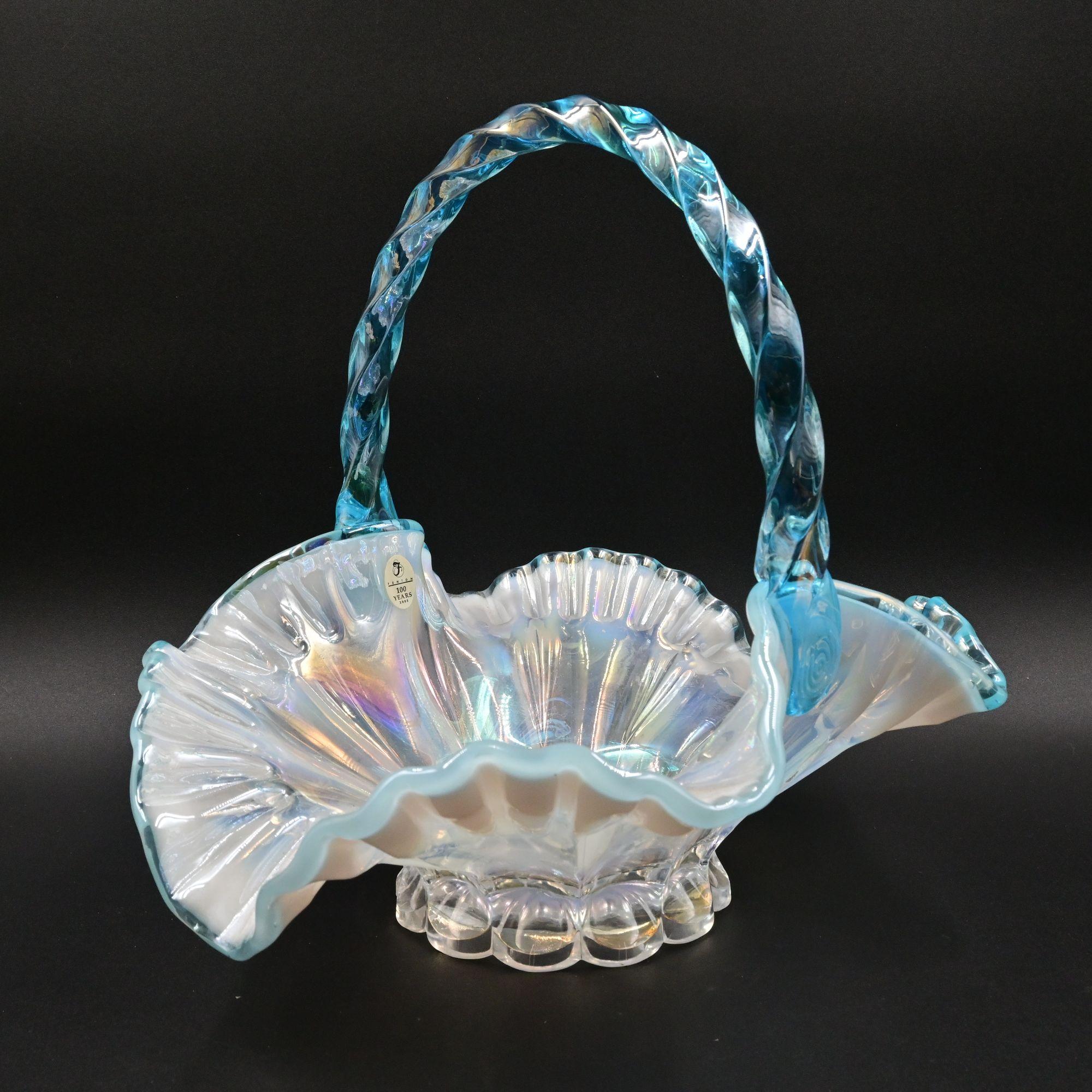 Fenton Blue Basket - Etsy