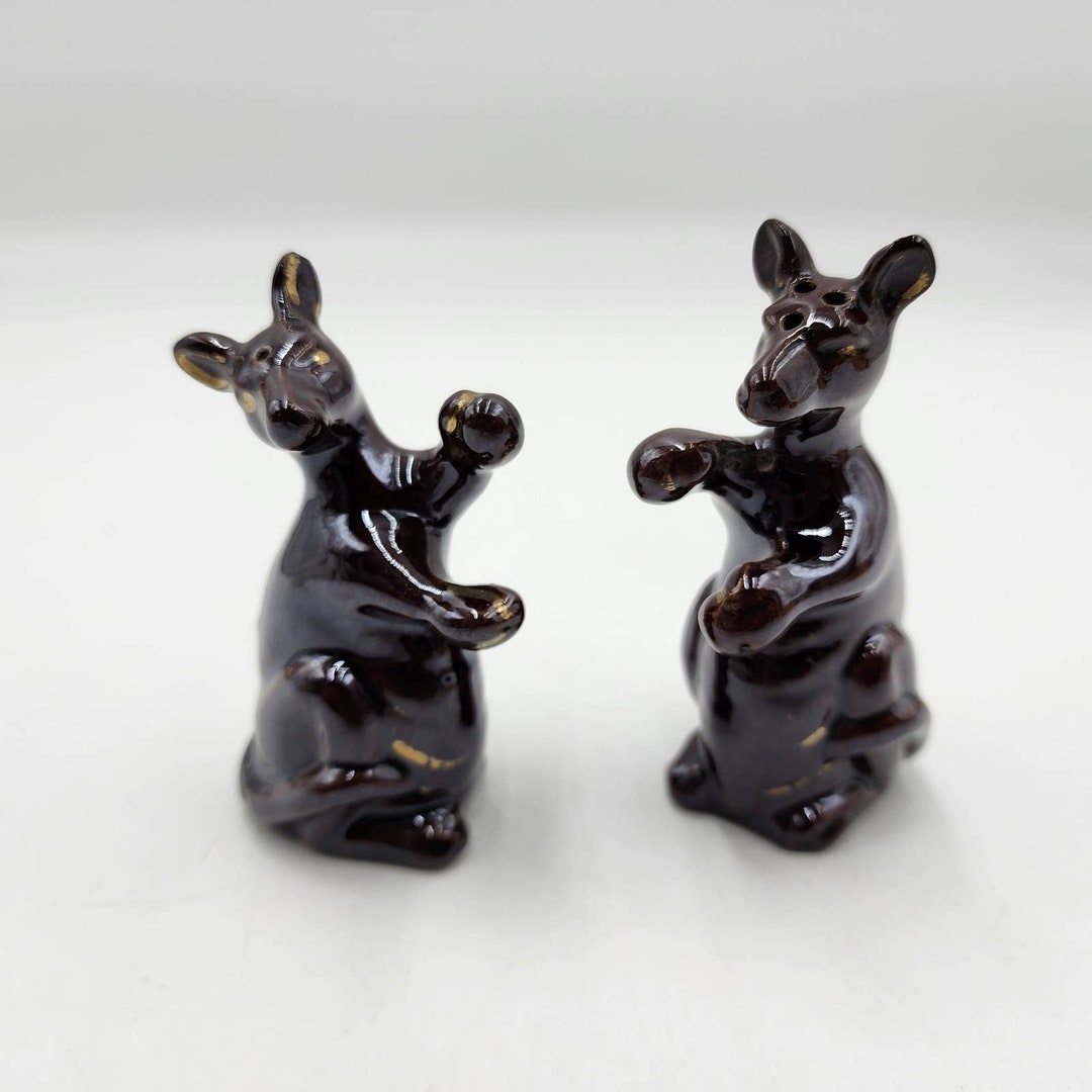 Vintage Kangaroo Boxing Salt and Pepper Shakers Etsy