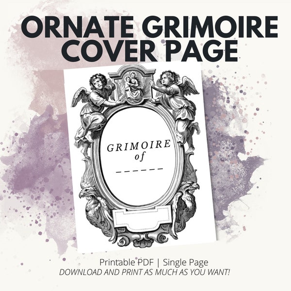 Ornate Grimoire Cover Page (Single) | Grimoire, Book of Shadows, Grimoire Pages, Spellbook, Book of Shadows Pages, Grimoire Journal, BOS