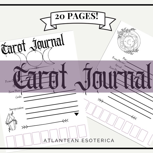 Tarot Journal Printable, Pagan Printables, Tarot Book, Witchcraft Supply, Tarot Journal, Tarot Printables