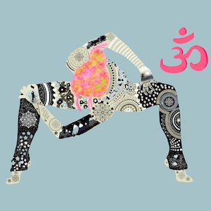 Yoga woman posing, digital art print, asana pose artwork, yoga studio poster