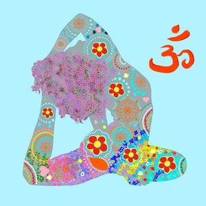 Yoga woman posing, digital art print, asana pose artwork, yoga studio poster