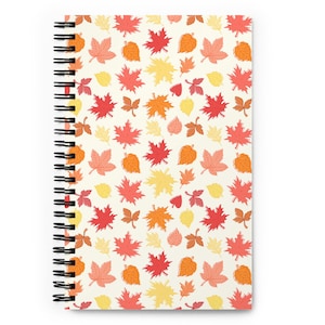 Autumn Leaves Notebook, Fall Leaves Notebook, Maple Leaves Notebook, Fall Notebook, Autumn Leaves Journal, Maple Gift, Spiral Notebook