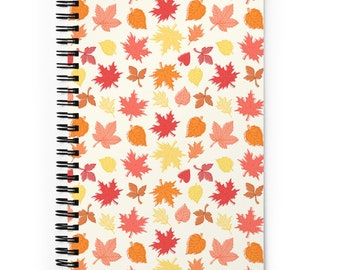Autumn Leaves Notebook, Fall Leaves Notebook, Maple Leaves Notebook, Fall Notebook, Autumn Leaves Journal, Maple Gift, Spiral Notebook