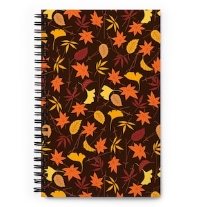 Autumn Leaves Notebook, Fall Leaves Notebook, Maple Leaves Notebook, Fall Notebook, Autumn Leaves Journal, Maple Gift, Spiral Notebook