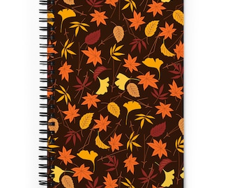 Autumn Leaves Notebook, Fall Leaves Notebook, Maple Leaves Notebook, Fall Notebook, Autumn Leaves Journal, Maple Gift, Spiral Notebook