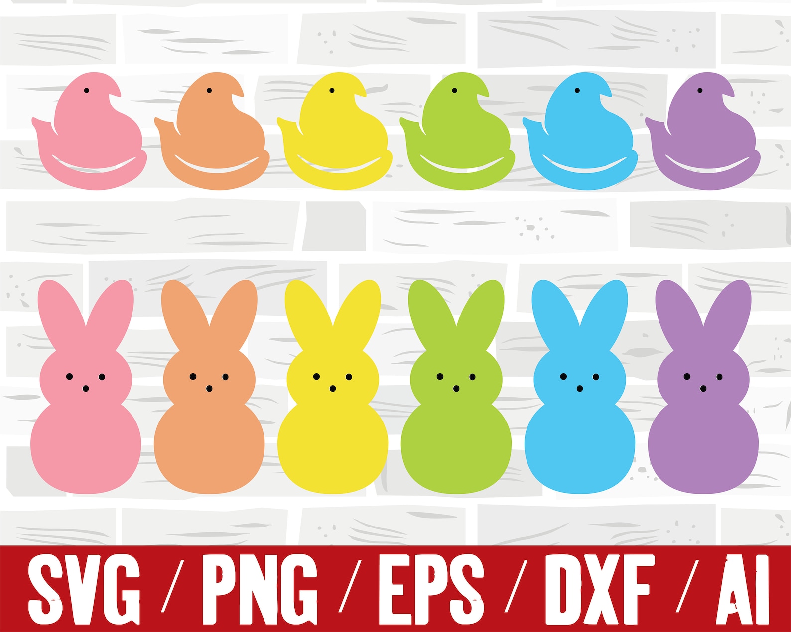 Peeps Marshmallow Bunny Clipart SVG Peeps Spring Easter SVG | Etsy