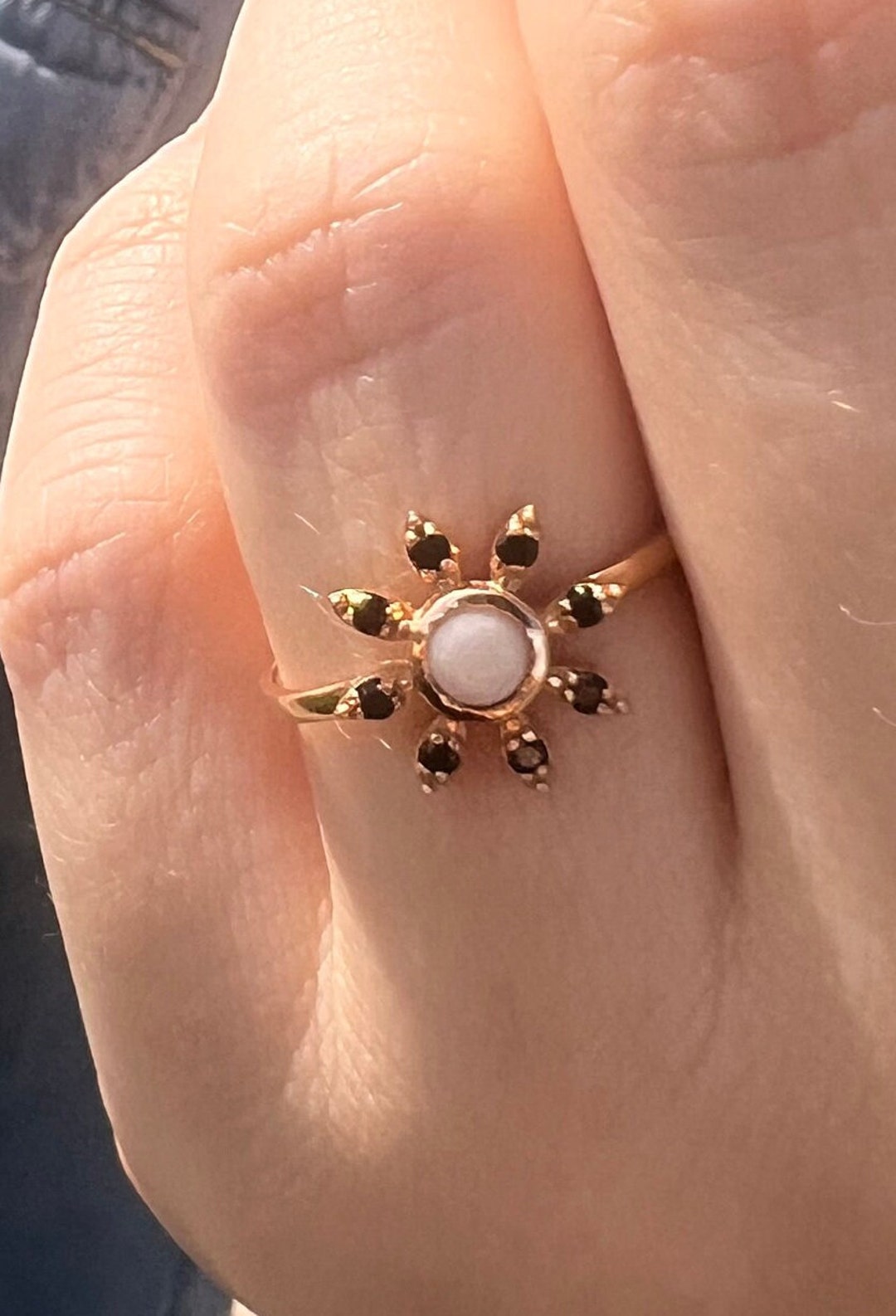 14K Solid Gold Gold Sun Ring Minimalist Snowflake Ring Engagement Gifts ...