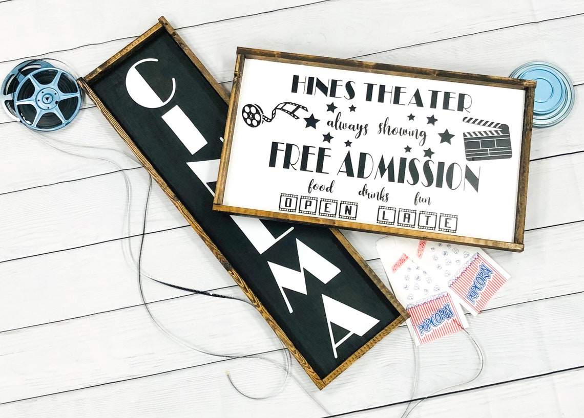 Movie theater sign/ movie sign/ Farmhouse sign Etsy