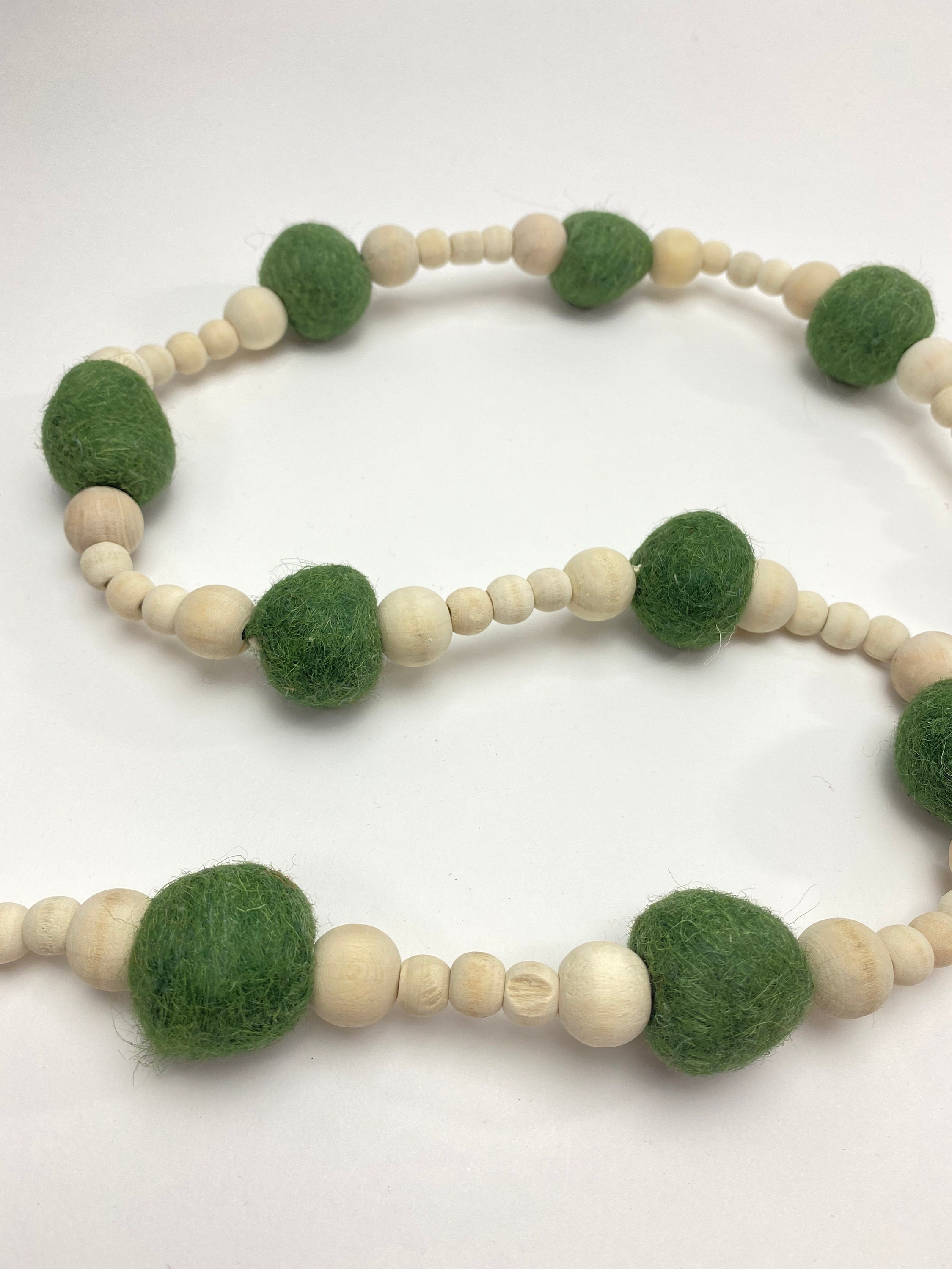 Bohemian Green Garland, Wooden Bead Garland, Green Garland, Nursery