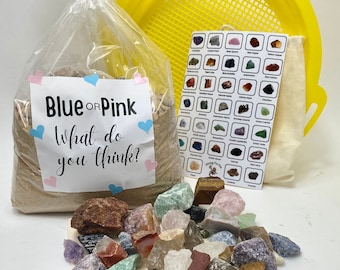 Unique gender real idea ! Gemstone crystal Mining Kit, Mining Rough Stone Mix, Mineral Gemstone Dig Activity, He or she what will it be ?