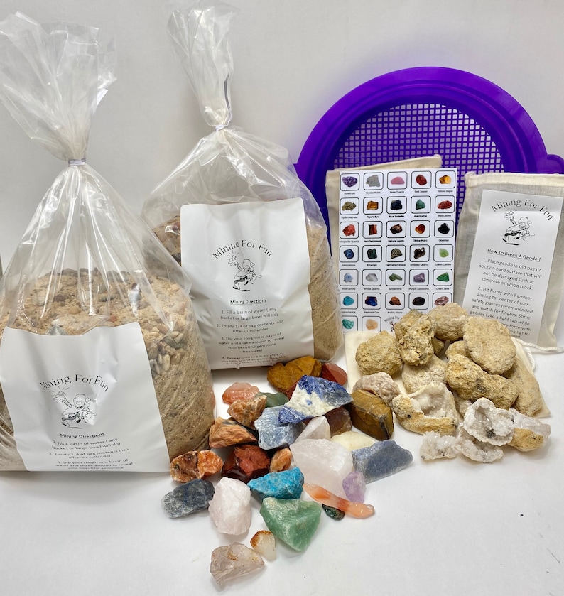2 EXTRA LARGE 7 Lb Gemstone Mining Crystal Bag Kits & 10 Break Etsy