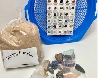 Kit de Mineração de Cristais e Pedras Preciosas (Saco de 1,36 kg), Inclui Pedras Brutas, Guia de Identificação e Sacola para Extração. Ótimo presente de aniversário original.