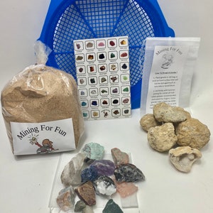 3 Pfund Tasche Edelstein Crystal Mining Tasche And 5 BREAK your own geoden, Rough Stone Mix, Mineral Edelstein Dig Activity mit ID Chart & Bag.