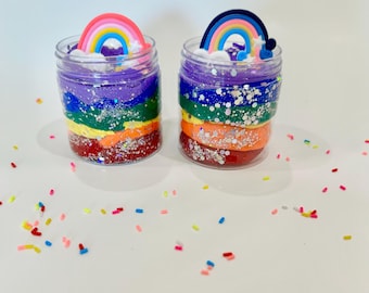 2 fun rainbow play dough jars, play dough sensory kit, party favor, stocking stuffers, Easter basket goodies. Unique gift for kids, class