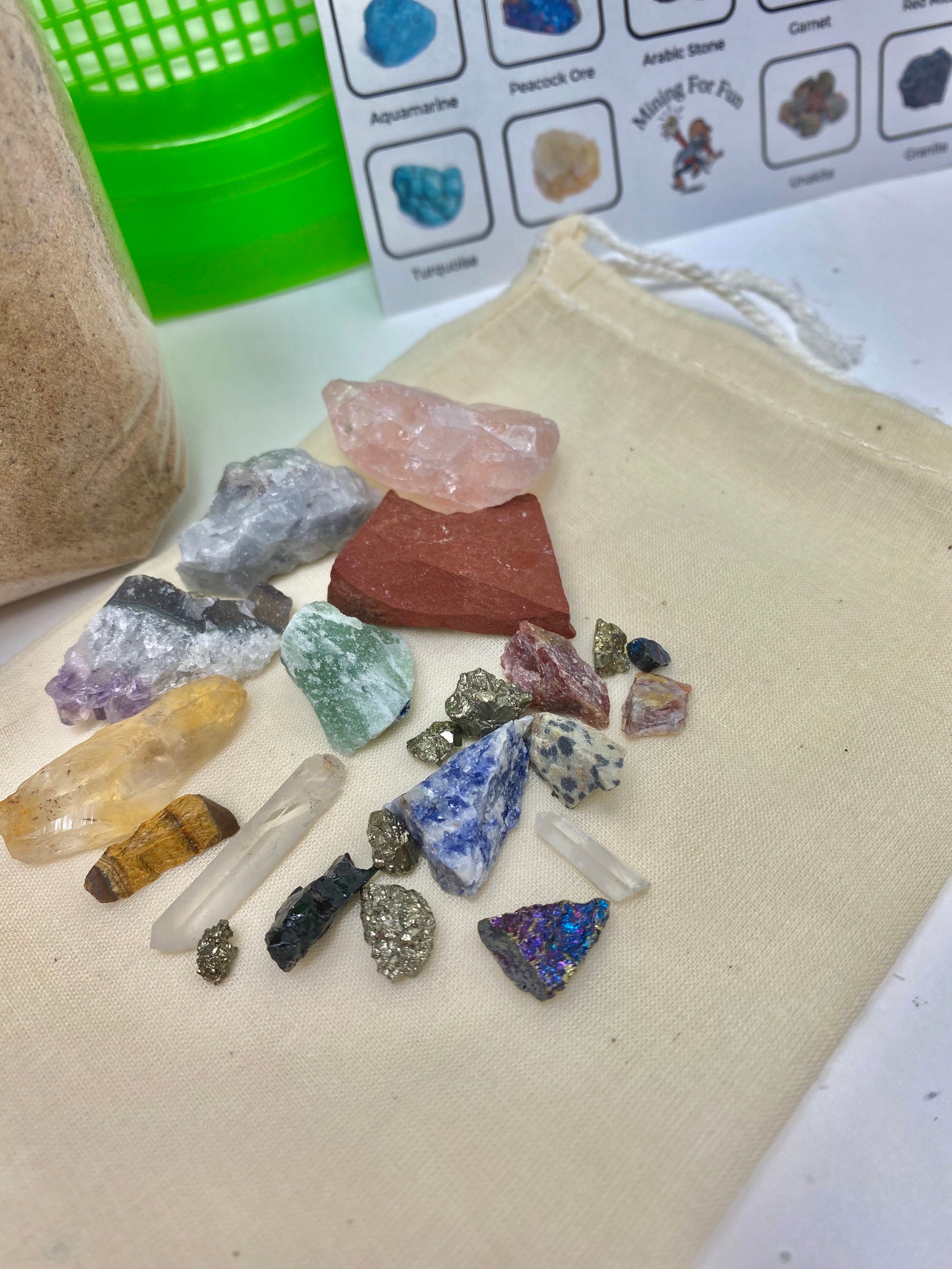 Gemstone Crystal Mining Bag Kit Mining Rough Stone Mix Etsy