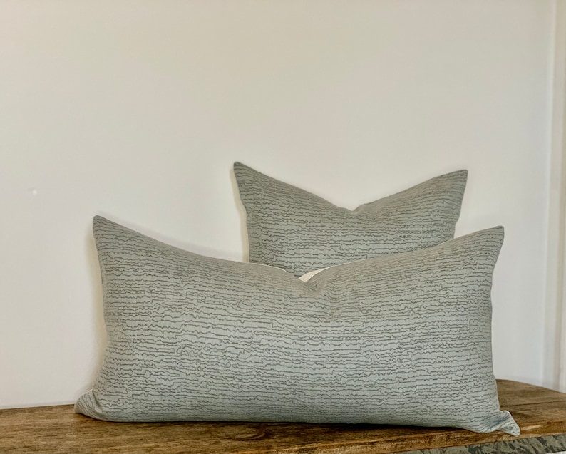 Light Blue with Gray Organic Stripe Pillow Cover