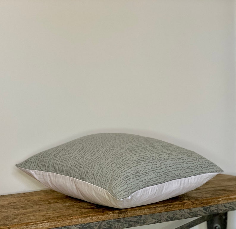 Light Blue with Gray Organic Stripe Pillow Cover