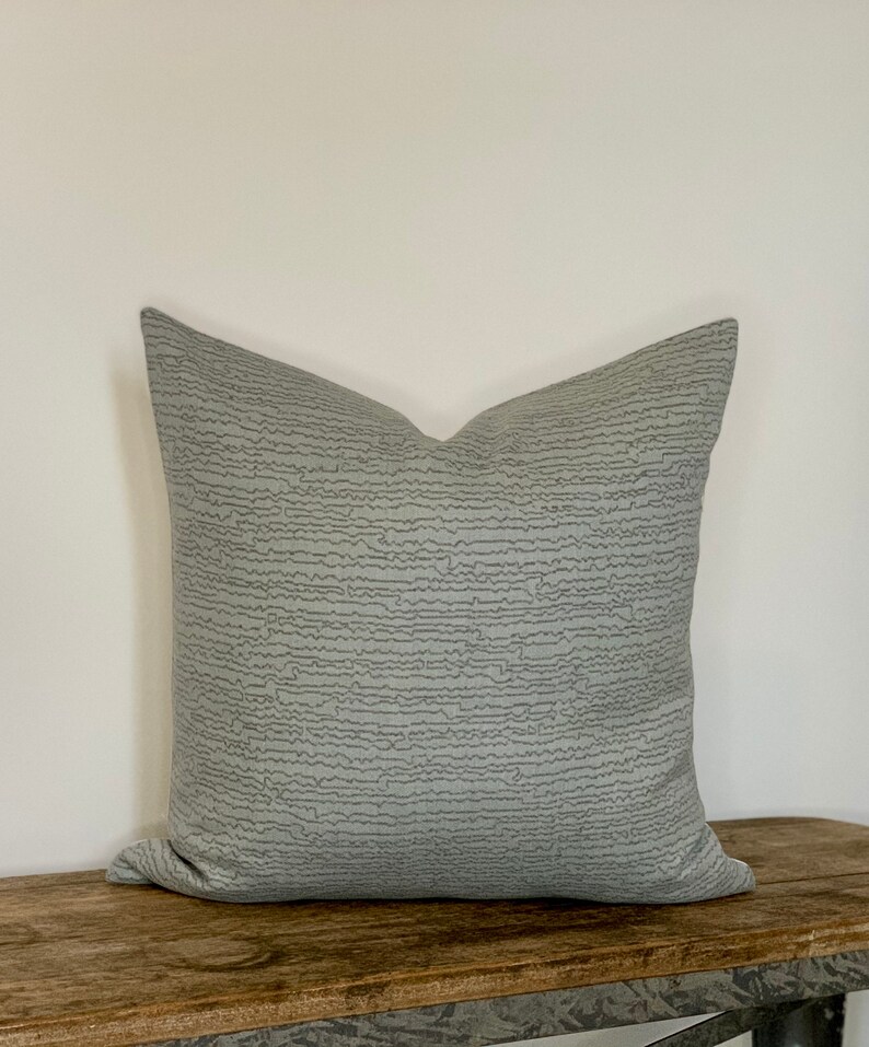 Light Blue with Gray Organic Stripe Pillow Cover